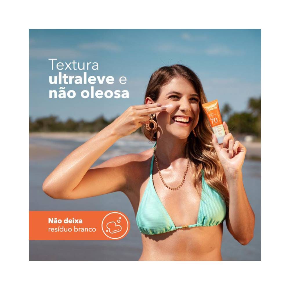 Caixa e bisnaga do protetor solar Cenoura & Bronze FPS 70, 50g