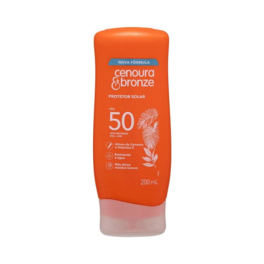 Protetor Solar Cenoura & Bronze FPS 50 200ml - embalagem frontal laranja