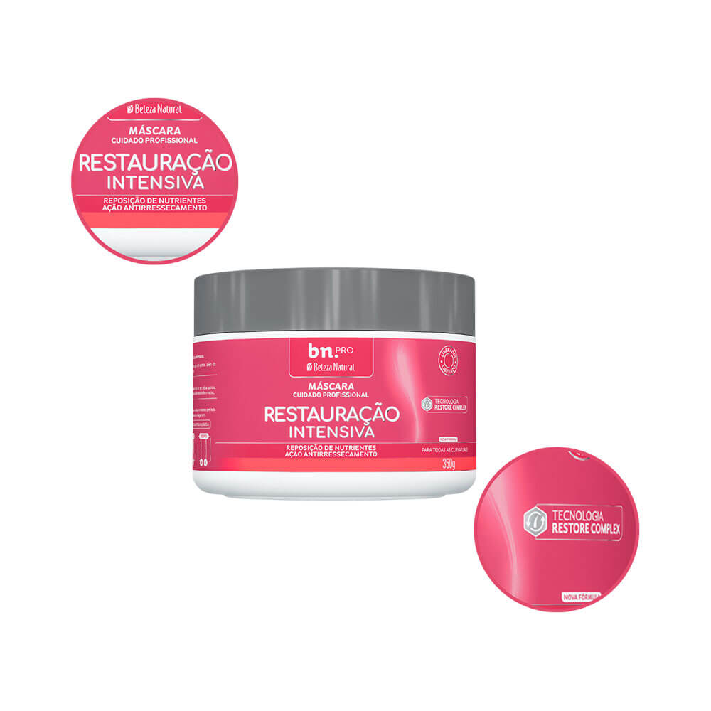 Máscara Capilar Beleza Natural Restauração Intensiva 350g com selo da tecnologia Restore Complex