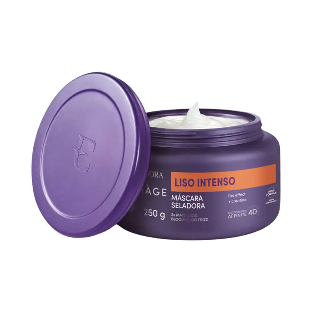 Pote aberto da Máscara Siàge Liso Intenso mostrando o creme branco