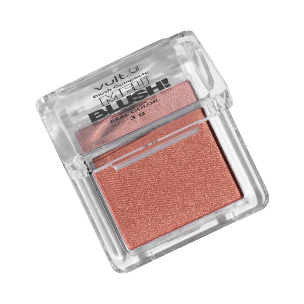 Blush Compacto Vult Malva Matte 3g em embalagem transparente, cor rosa malva