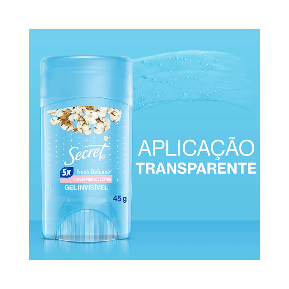 Aplicação transparente do desodorante gel Secret Powder Protect Cotton