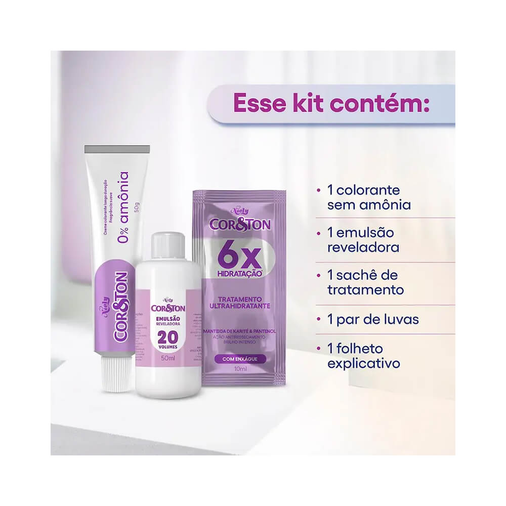 Kit completo da coloração Cor & Ton sem amônia 6.7 Chocolate com todos os componentes