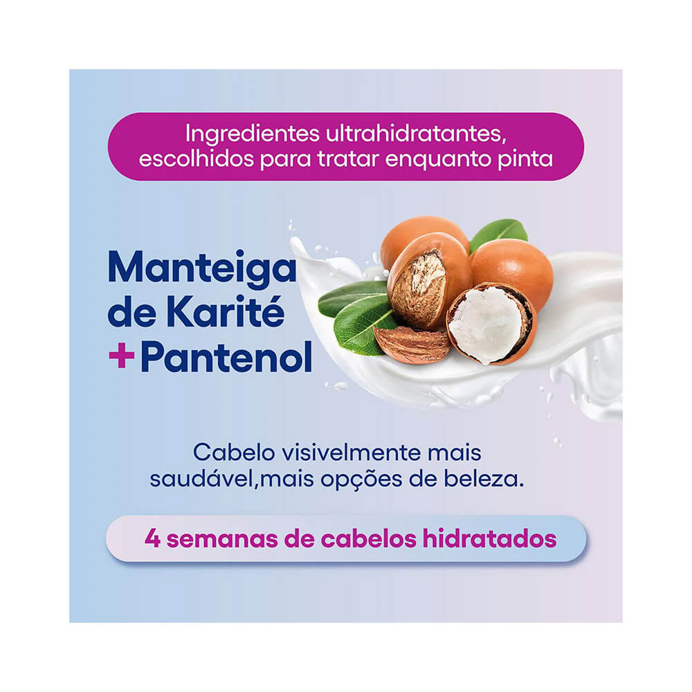 Ingredientes ultrahidratantes manteiga de karité e pantenol para cabelos mais saudáveis