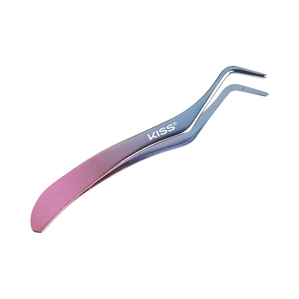 Aplicador de Cílios Kiss New York Falscara Aplicator em aço inoxidável com acabamento em degradê rosa e azul