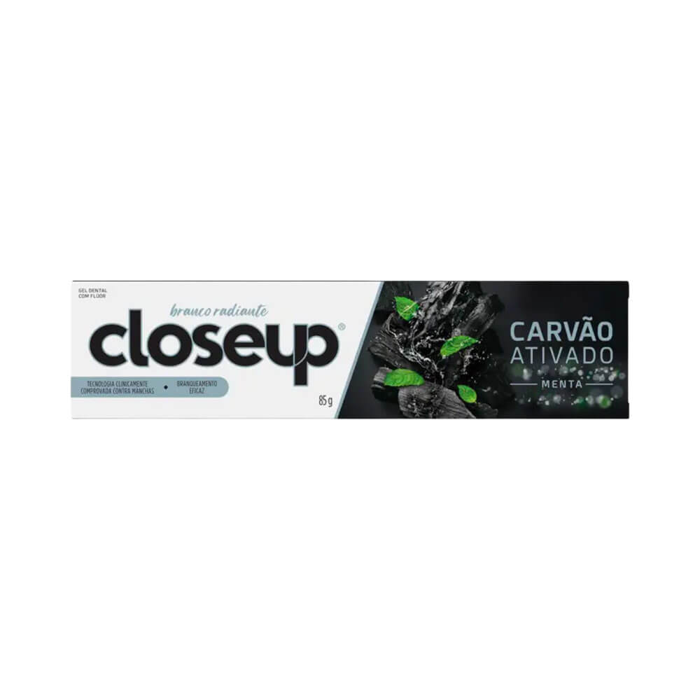 Embalagem do Creme Dental Close Up Carvão Ativado Menta 85g