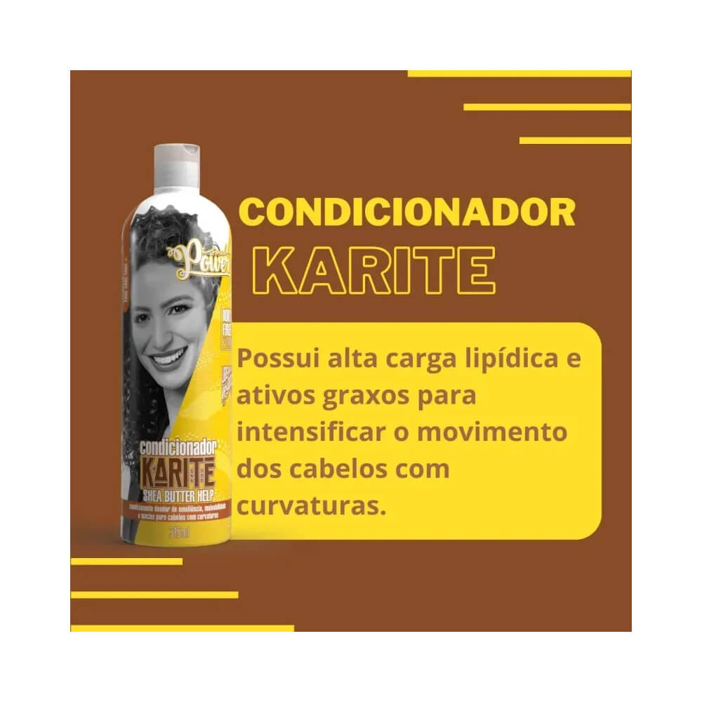 Condicionador Soul Power Karité Shea Butter Help 315ml com destaque para ativos graxos e alta carga lipídica.