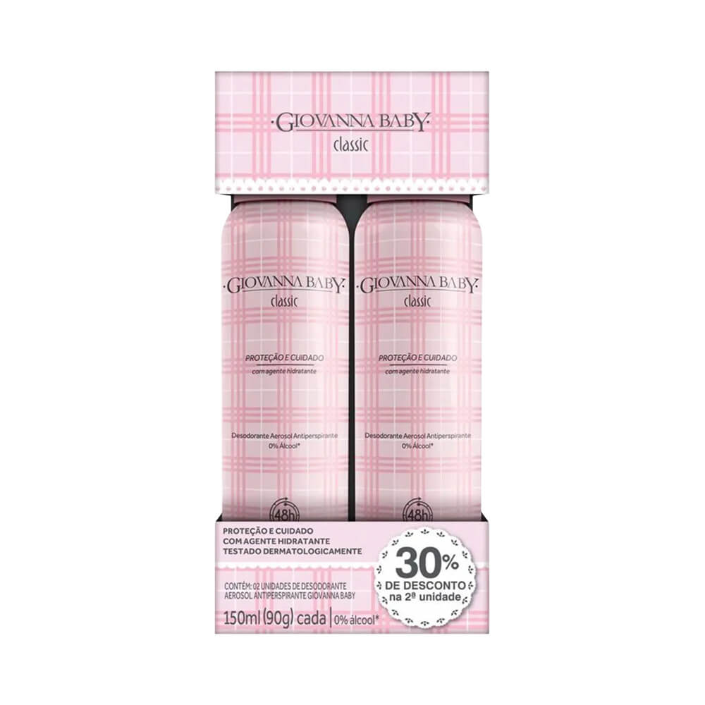 Kit Desodorante Aerosol Giovanna Baby Classic 2 unidades 150ml cada