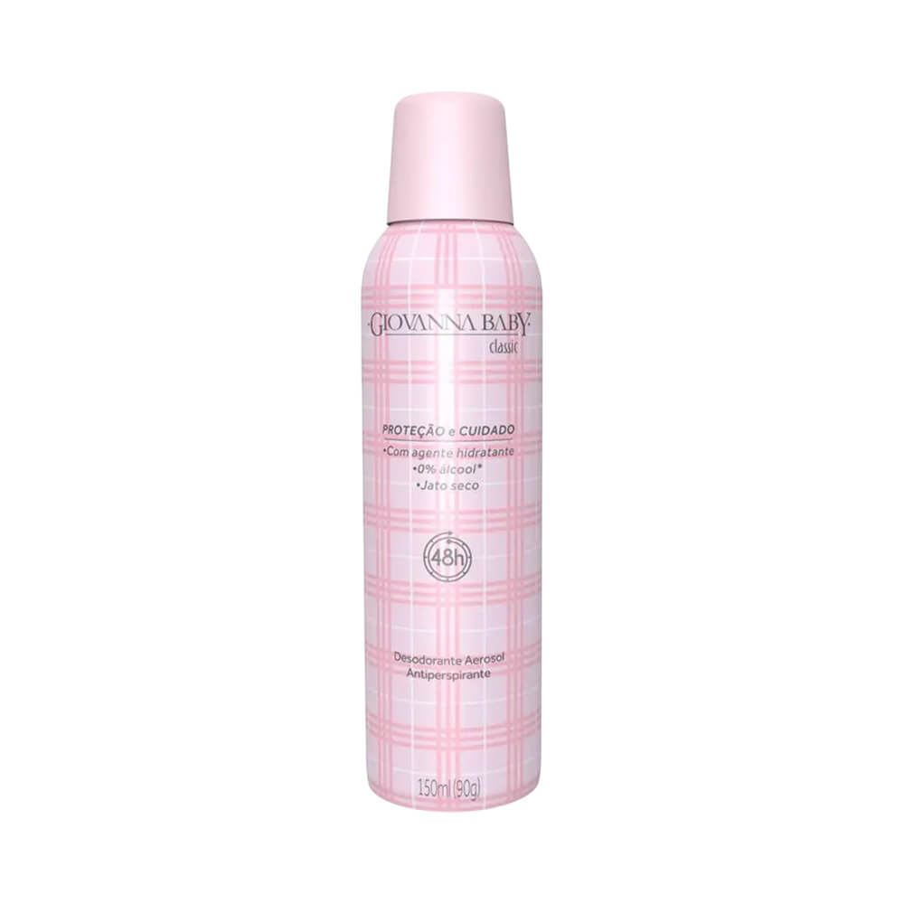 Desodorante Aerosol Giovanna Baby Classic 150ml embalagem rosa
