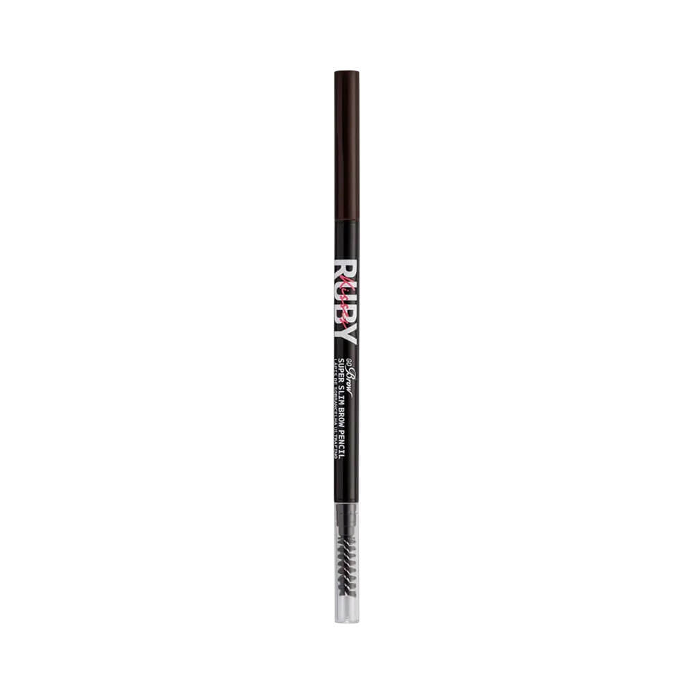 Lápis de sobrancelhas Ruby Kisses Go Brow Ultrafino Dark Brown com ponta fina e escovinha integrada