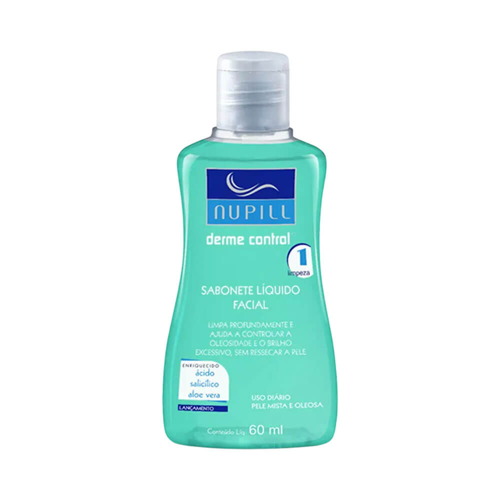 Sabonete líquido facial Nupill Derme Control para limpeza e controle da oleosidade