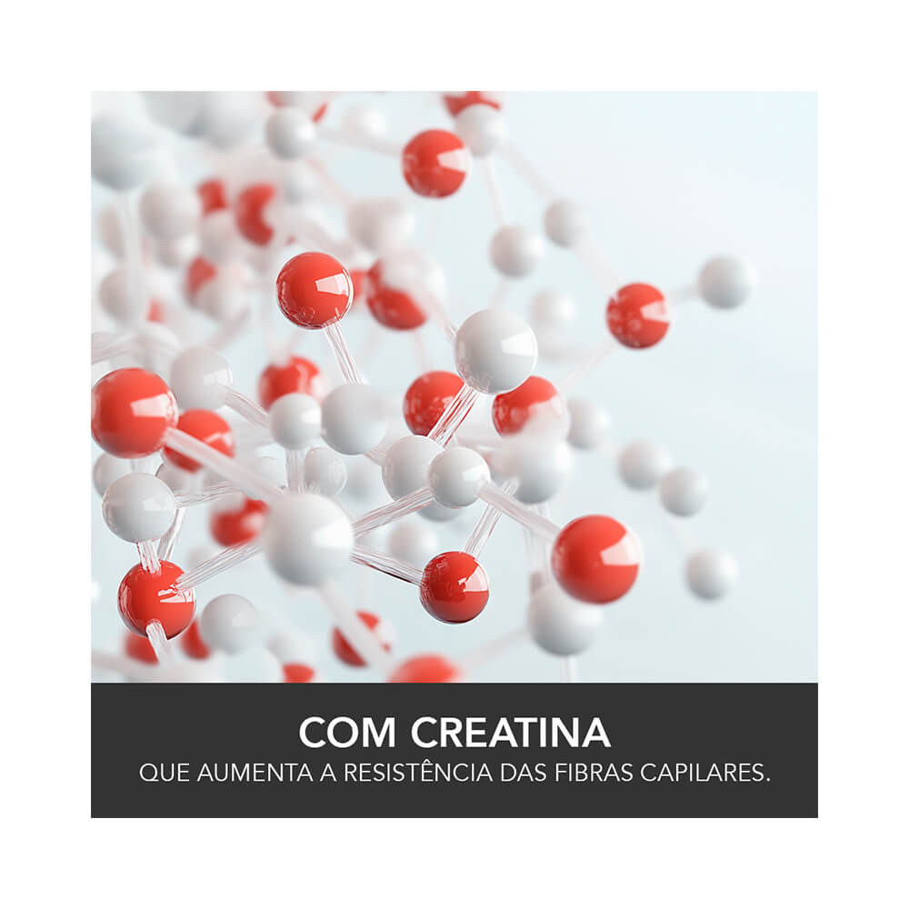 Representação molecular da creatina que fortalece os fios