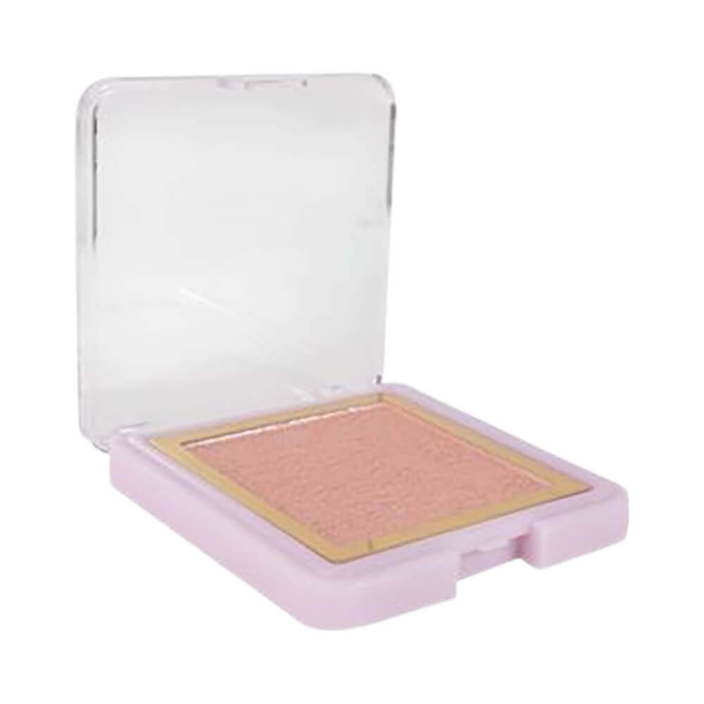 Iluminador Compacto Ruby Rose HL30 em ângulo lateral com embalagem rosa claro e tampa transparente aberta