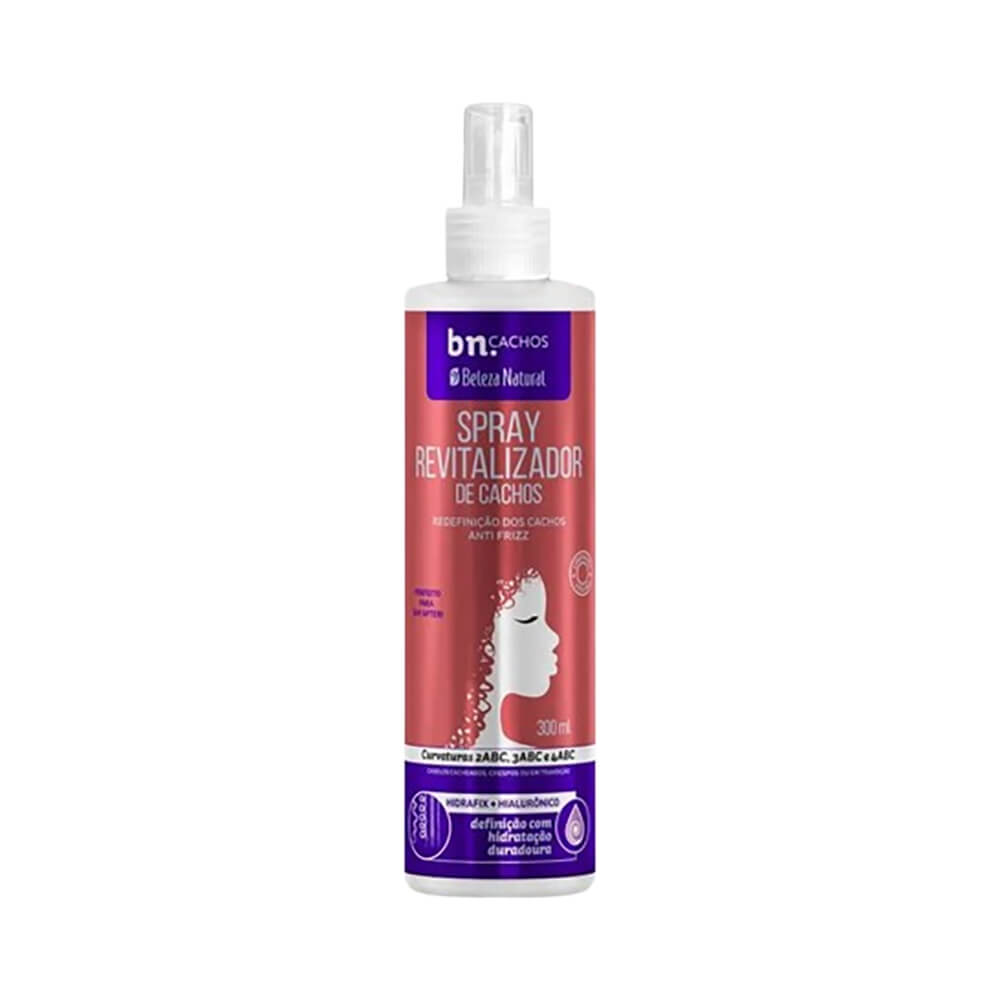 Frasco de spray revitalizador para cabelos cacheados Beleza Natural 300ml
