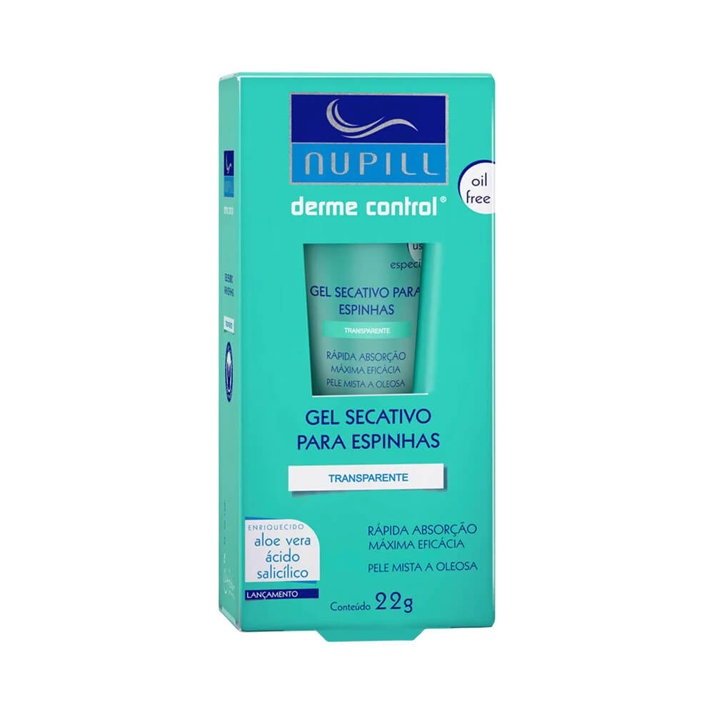 Embalagem do Gel Secativo de Espinhas Nupill Derme Control Transparente 22g