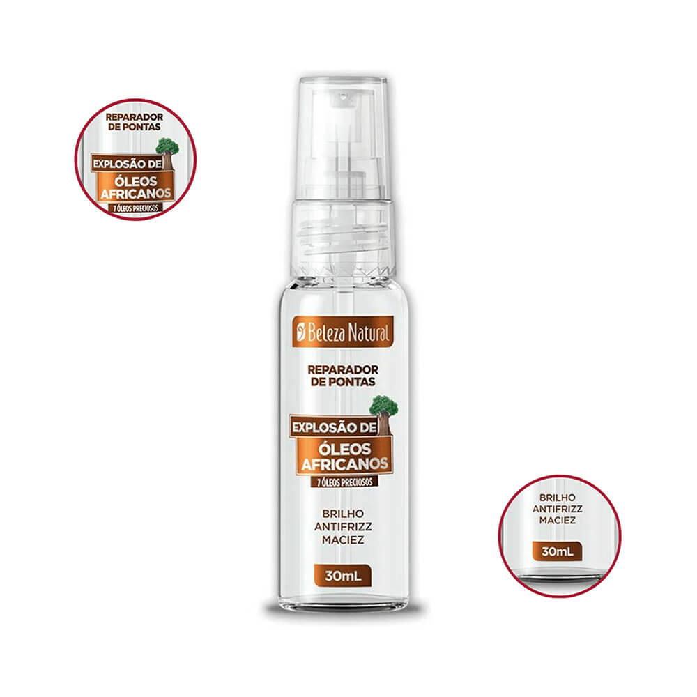 Frasco do Reparador de Pontas Beleza Natural com destaque para benefícios no rótulo