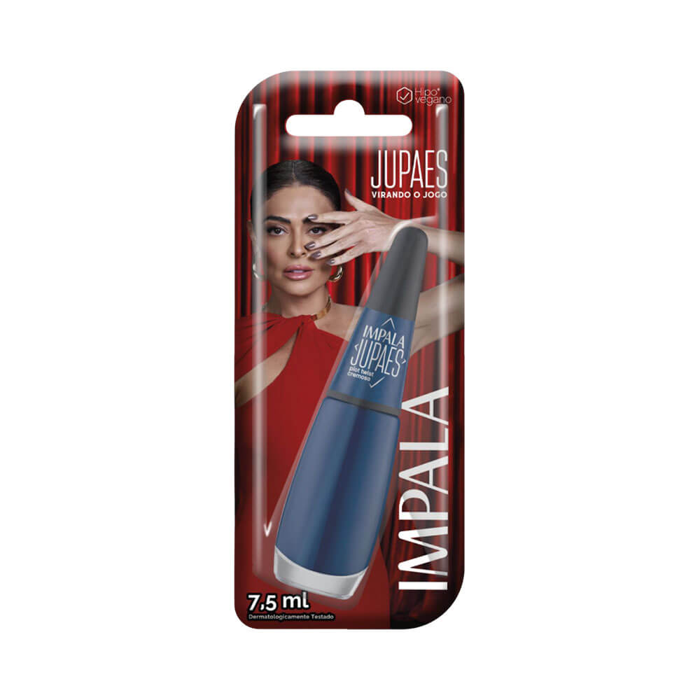 Detalhe da embalagem do esmalte Impala Ju Paes Virando o Jogo Plot Twist