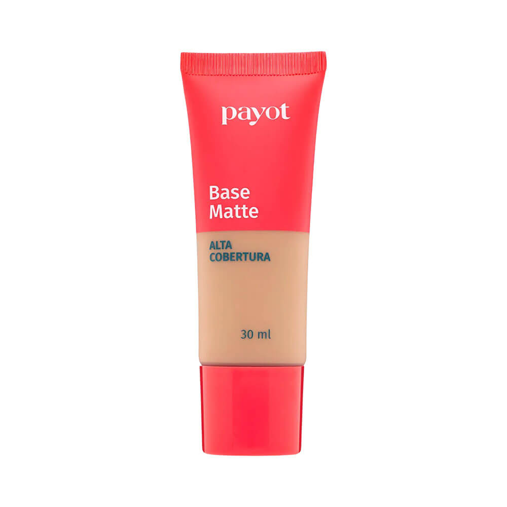 Base Líquida Payot Matte Alta Cobertura Cor 3 em bisnaga vermelha de 30ml
