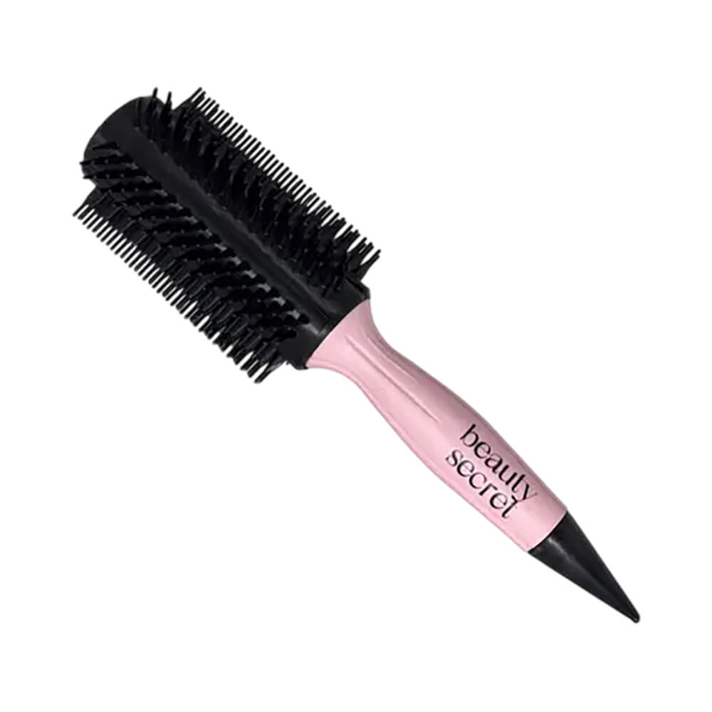 Escova modeladora Sange Perfect Brush com cabo rosa e cerdas pretas para alisamento e modelagem