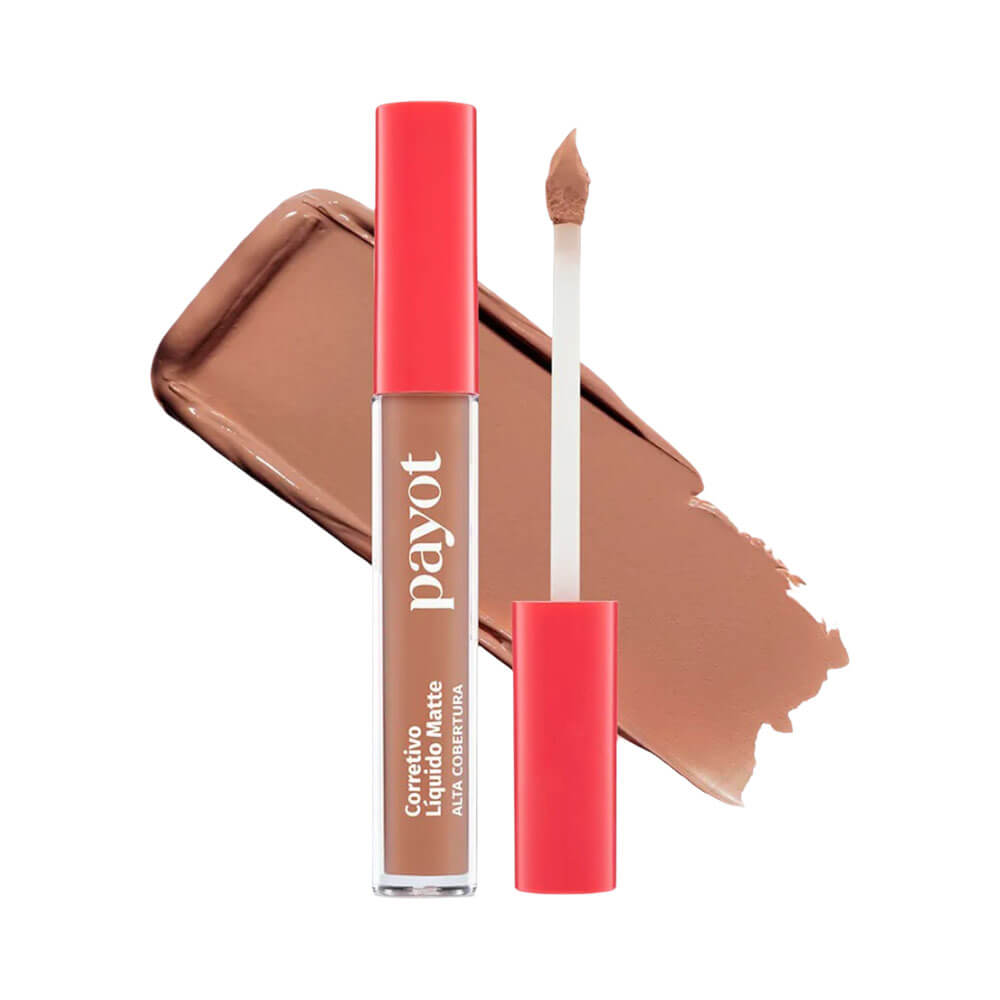 Corretivo líquido Payot Matte Alta Cobertura cor 3 com textura cremosa e aplicador preciso.
