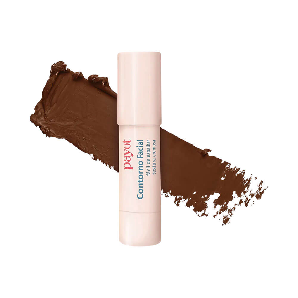 Bastão de contorno Payot 3 Escuro com textura cremosa marrom escuro ao fundo