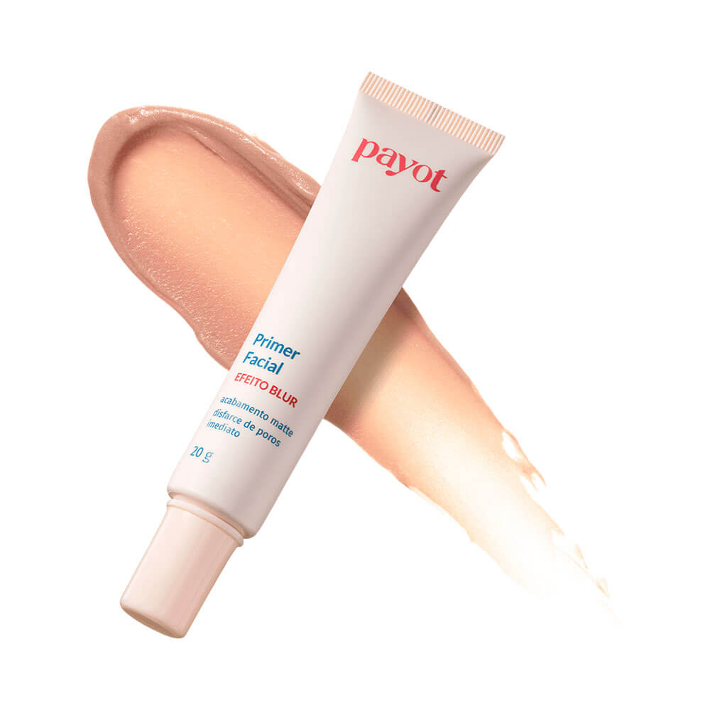 Primer Facial Payot Efeito Blur 20ml com textura cremosa em tom bege rosado
