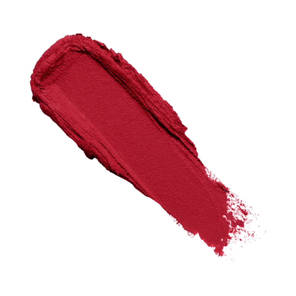 Amostra da textura cremosa e opaca do batom Payot Matte Carmim