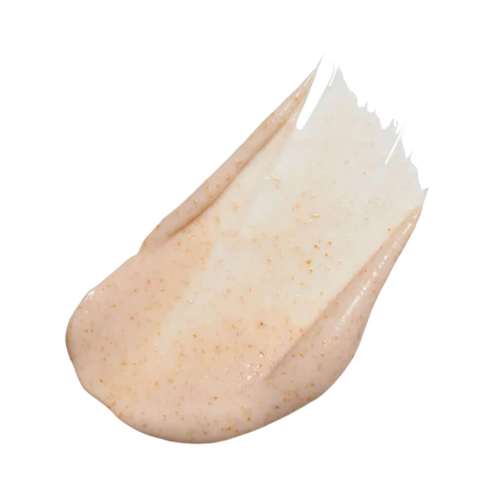 Textura cremosa do Creme Esfoliante Korres com partículas esfoliantes delicadas