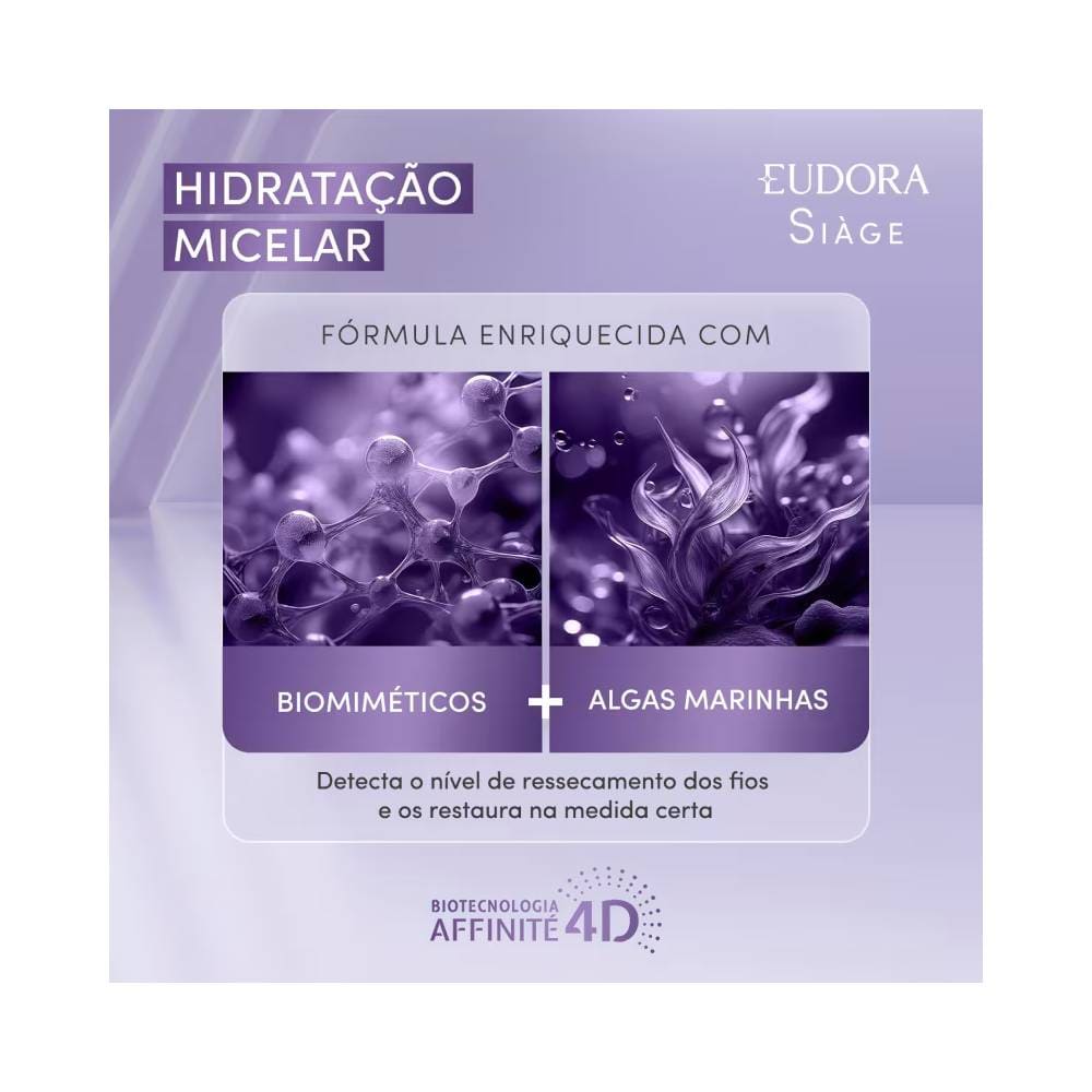 Fórmula do condicionador Siàge Hidratação Micelar com biomiméticos e algas marinhas