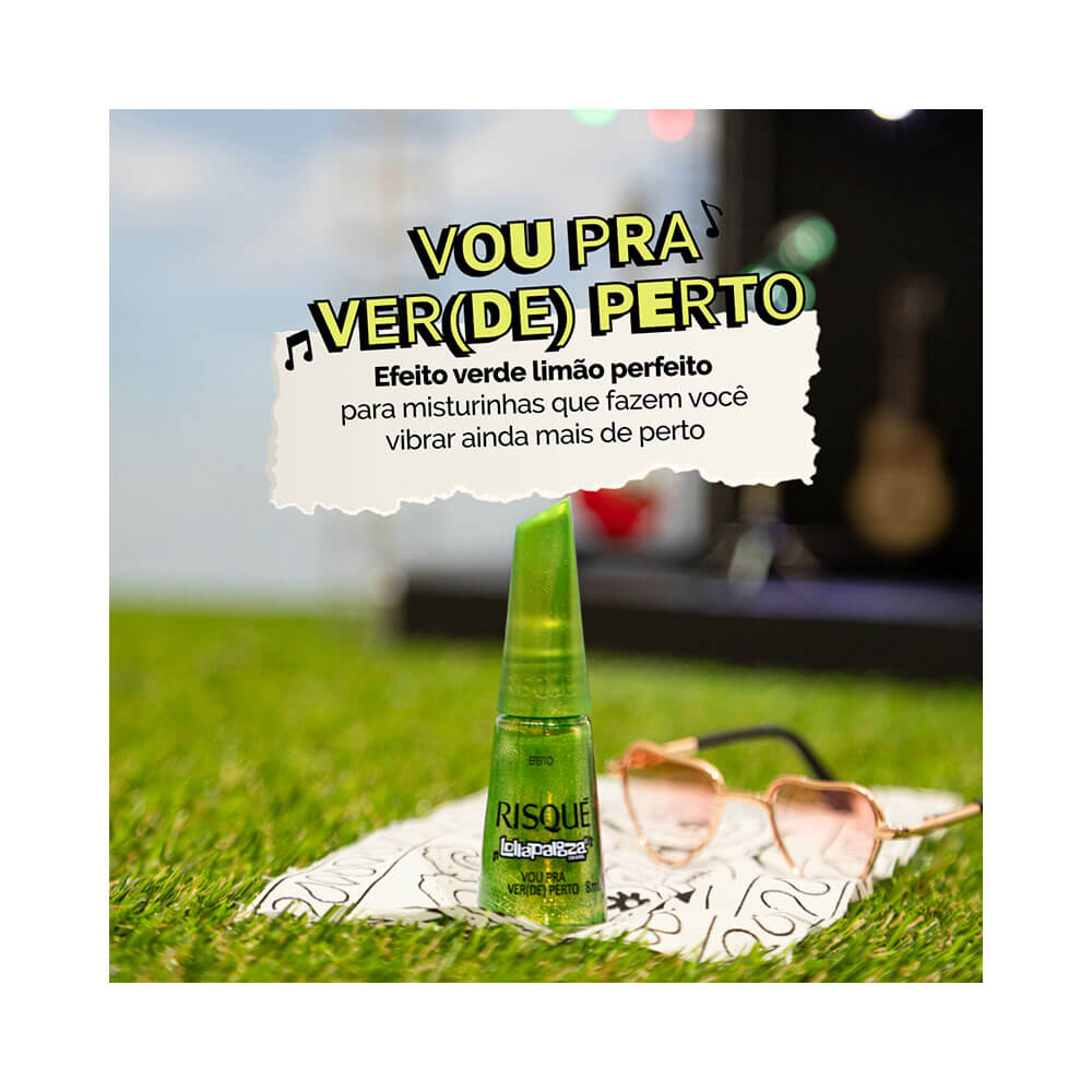 Detalhe do pincel do Esmalte Risqué Lollapalooza Brasil Vou para Verde Perto com acabamento uniforme