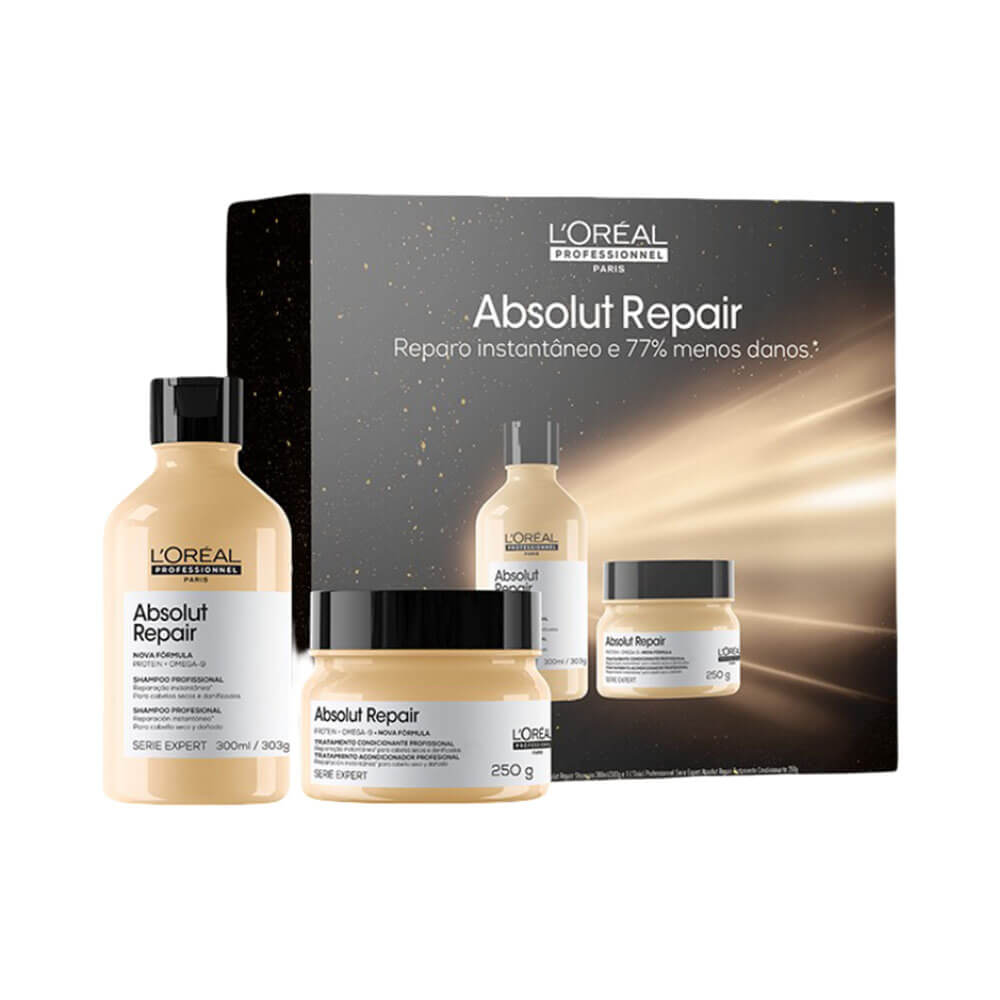 Kit L'Oréal Professionnel Serie Expert Absolut Repair com shampoo e máscara para reparação capilar