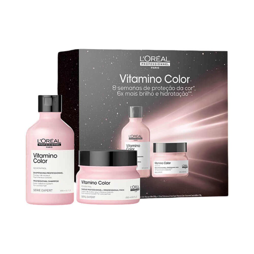 Kit L'Oréal Professionnel Serie Expert Vitamino Color com shampoo e máscara para proteção da cor