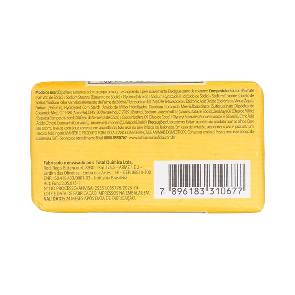 Parte traseira da embalagem do sabonete Giorno Bagno Uomo com informações detalhadas