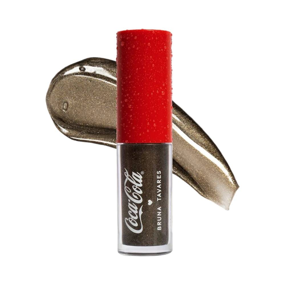 Lip Gloss Sérum Bruna Tavares Coca-Cola Black Bubbles com embalagem preta e detalhes vermelhos e dourados