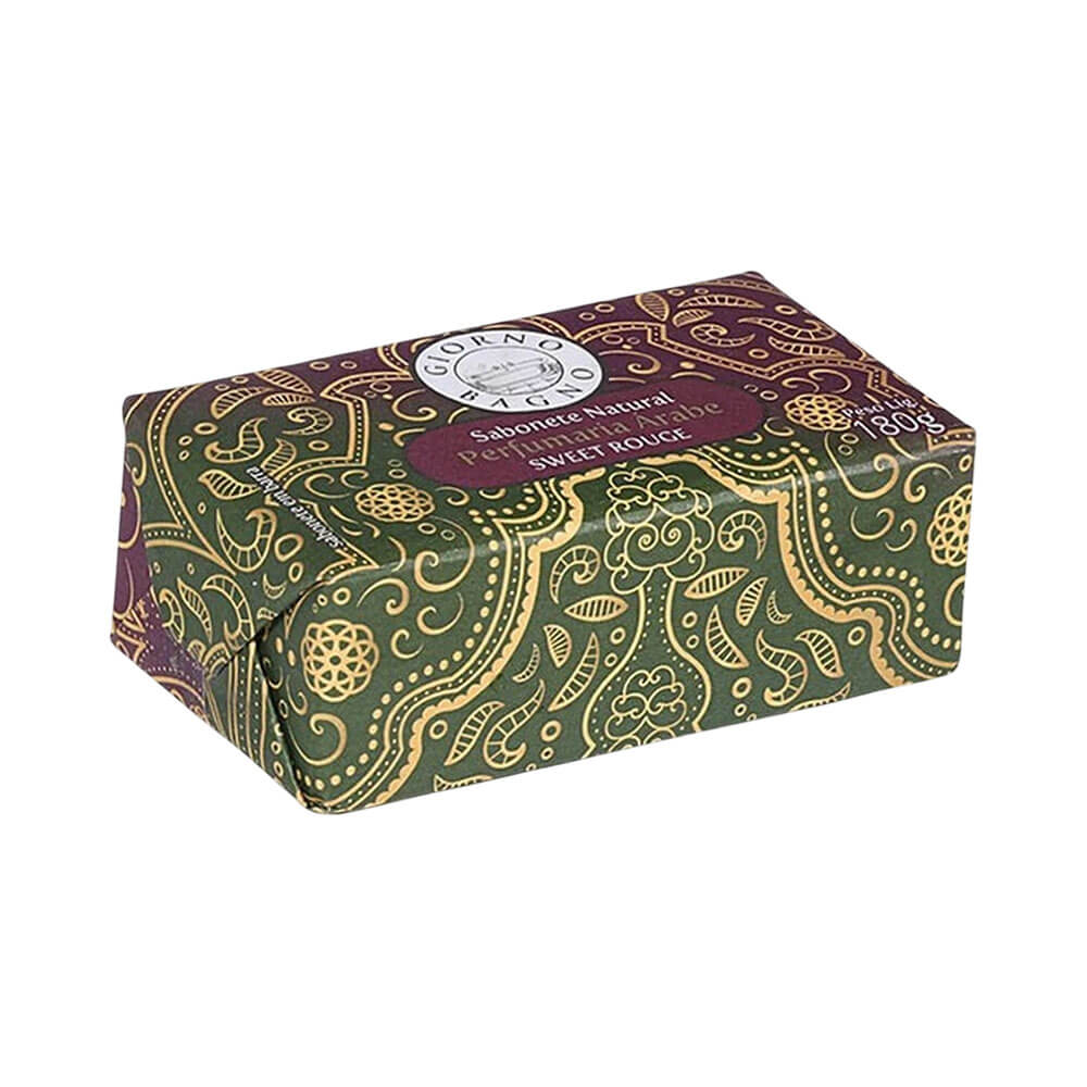 Sabonete Giorno Bagno Perfumaria Árabe Sweet Rouge 180g com embalagem decorativa árabe