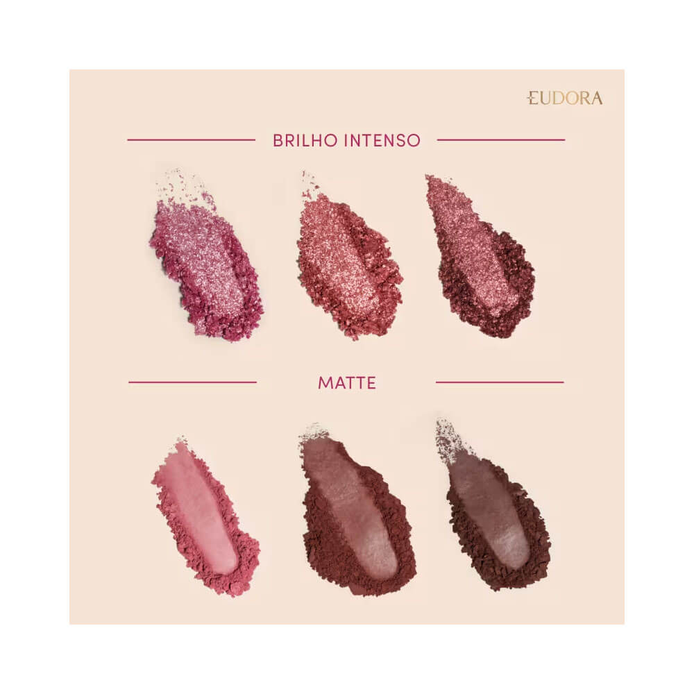 Paleta de Sombras Niina Secrets Rosé Shine mostrando acabamento matte e brilho intenso
