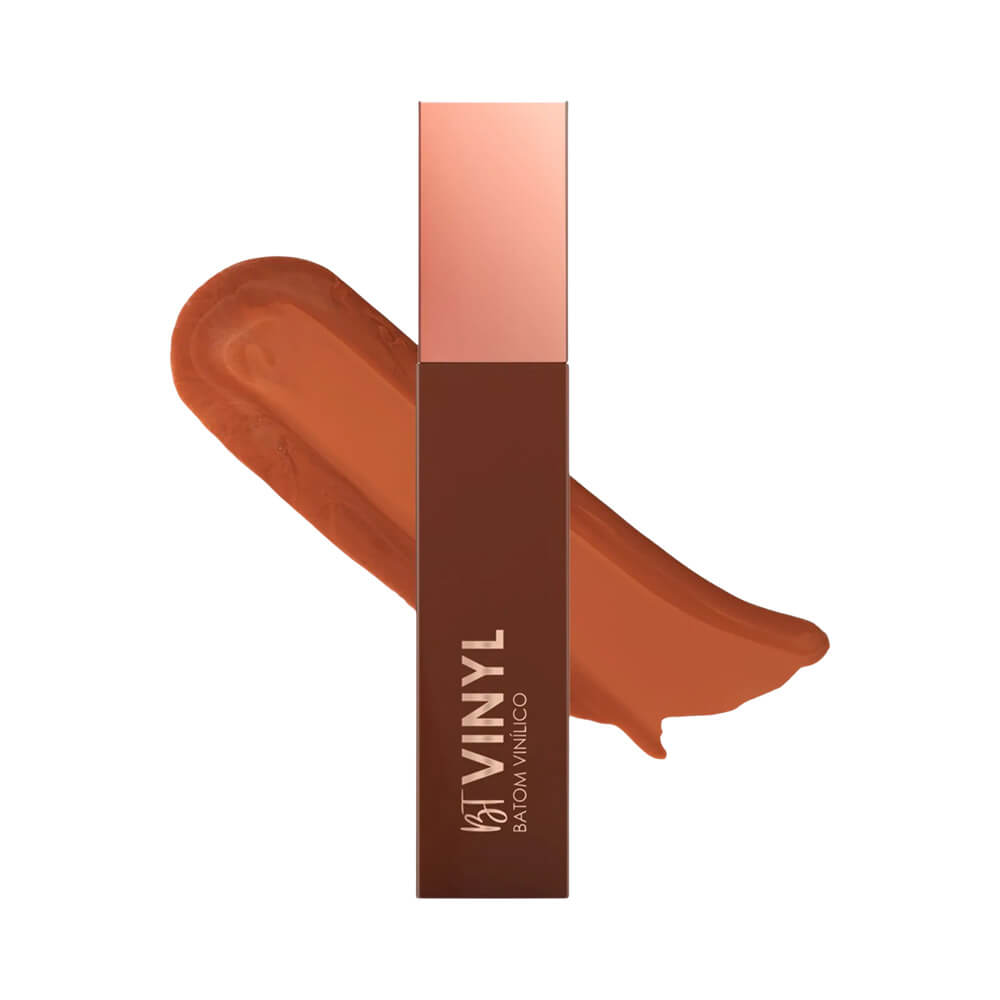 Batom Líquido Bruna Tavares Vinyl Juliana em embalagem marrom com detalhes dourados