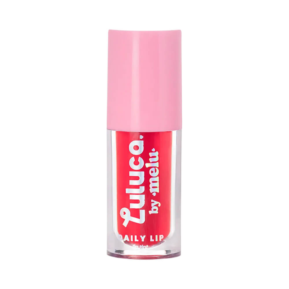 Lip Tint Melu Luluca Daily Sweet Rosy embalagem cilíndrica rosa e transparente