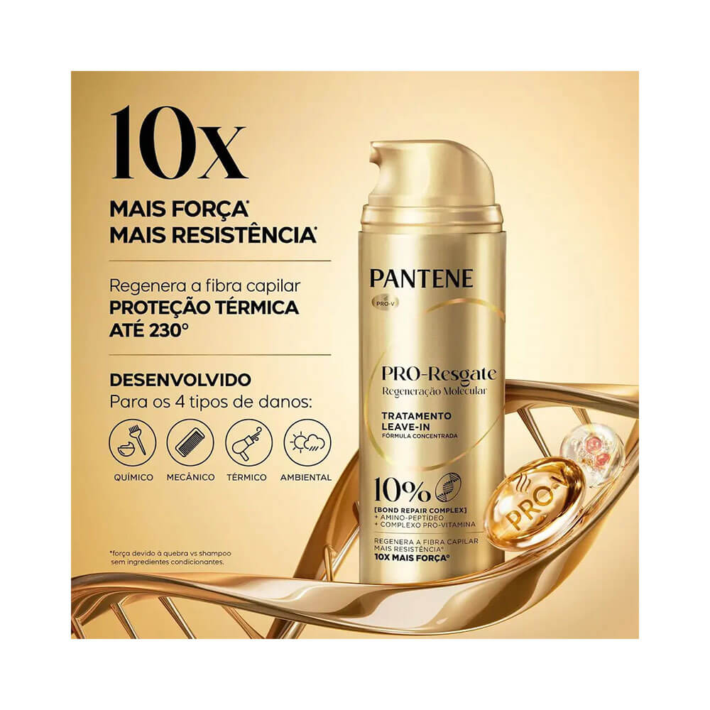 Imagem promocional Leave-In Pantene PRO-Resgate destacando proteção térmica e força