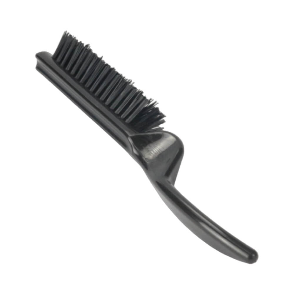 Escova Marilú 5 Fileiras Cerda 0287 com cabo preto e cerdas pretas, vista em ângulo mostrando design ergonômico
