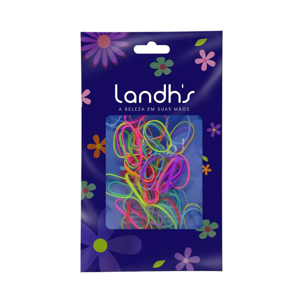 Pacote de elásticos de silicone coloridos Landh's com 50 unidades