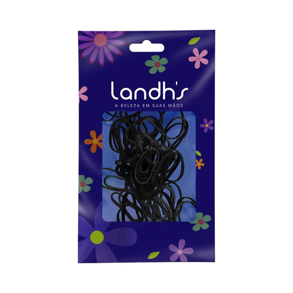 Embalagem do Elástico de Silicone Landh's Preto com 50 unidades