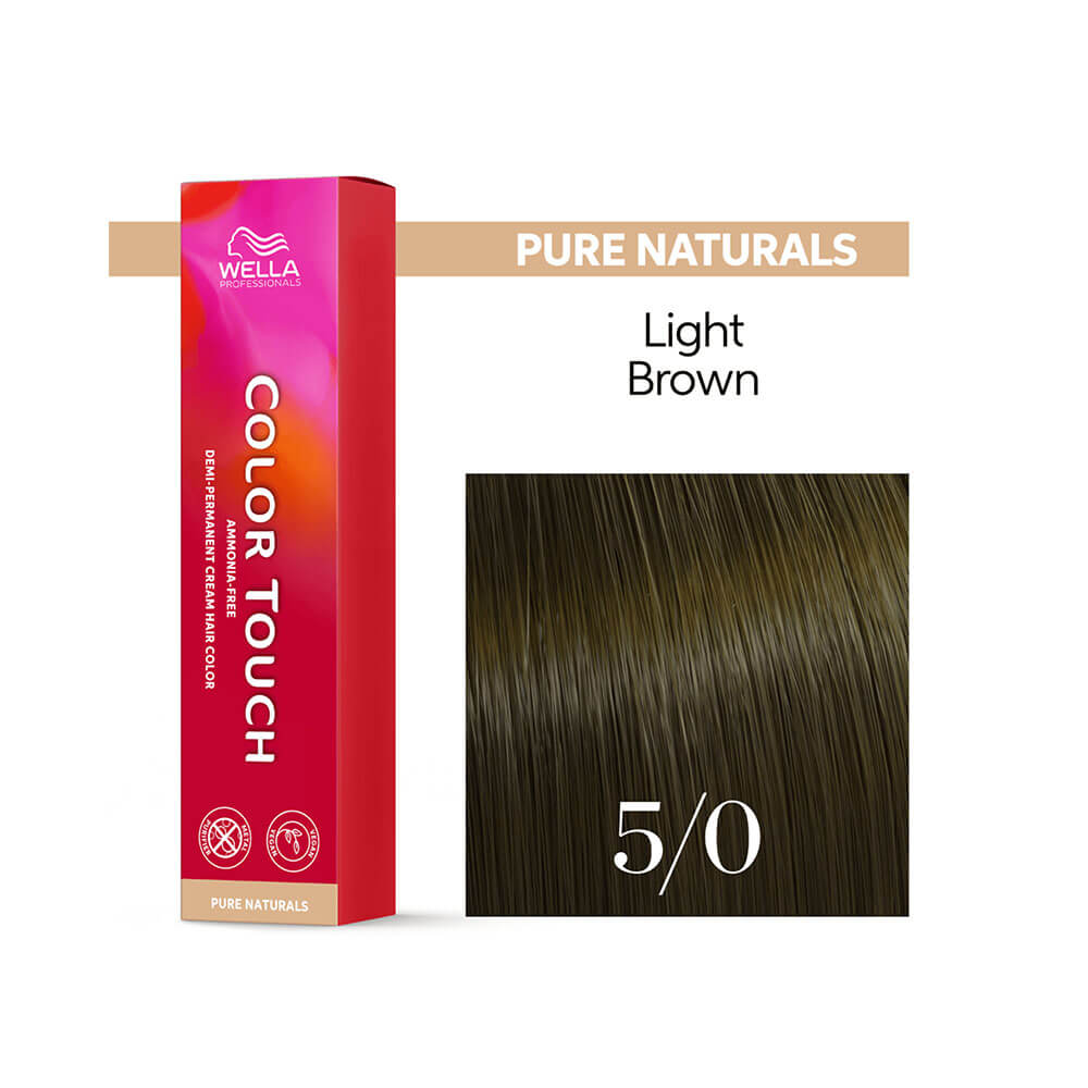 Tonalizante Wella Color Touch Pure Naturals 5.0 Castanho Claro embalagem e tubo