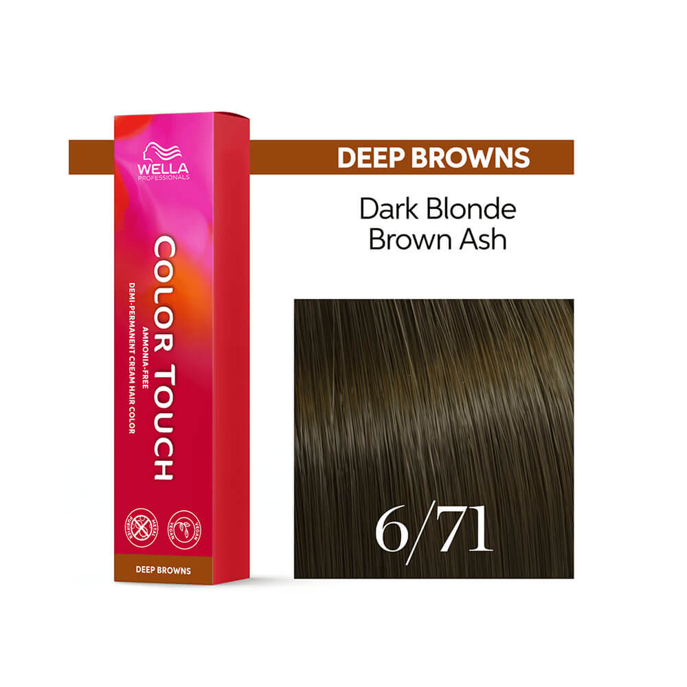 Tonalizante Wella Color Touch Deep Browns 6.71 Louro Escuro Marrom Acinzentado embalagem