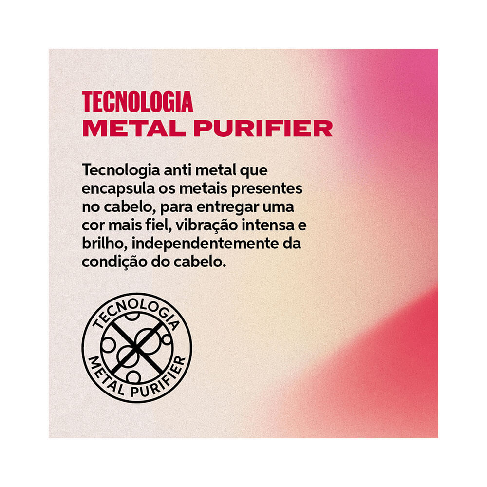 Embalagem do tonalizante com destaque para a tecnologia Metal Purifier