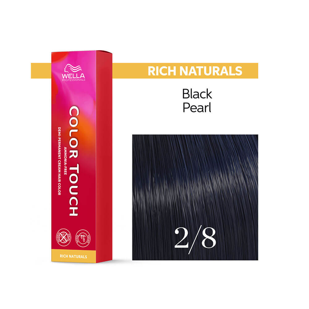 Tonalizante Wella Color Touch Rich Naturals 2.8 Preto Azulado com amostra de cor