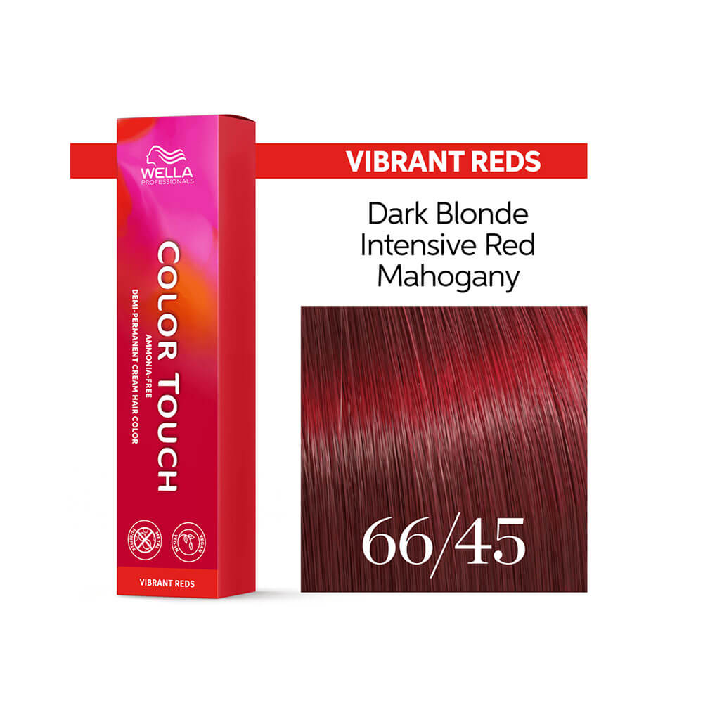 Tonalizante Wella Color Touch Vibrant Reds 66.45 embalagem e tubo em destaque