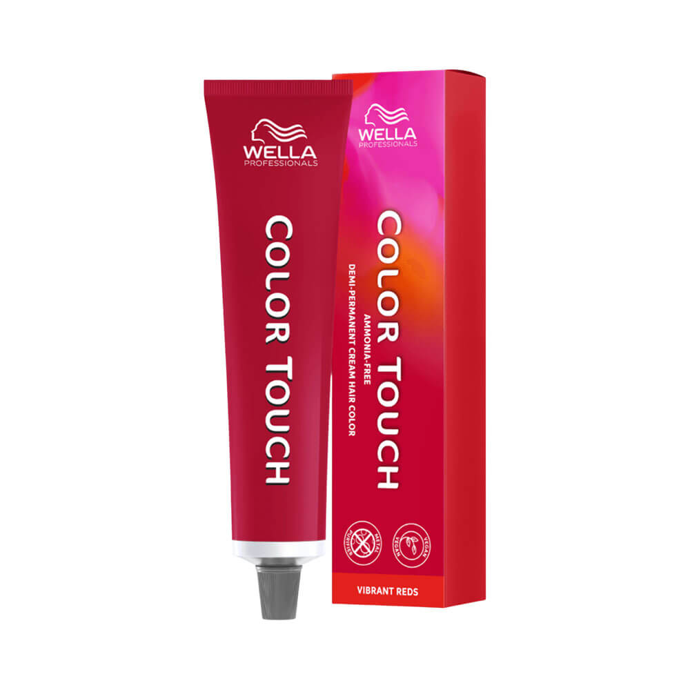 Tonalizante Wella Color Touch Vibrant Reds 55.54 Castanho Claro Intenso Acaju Avermelhado embalagem e tubo