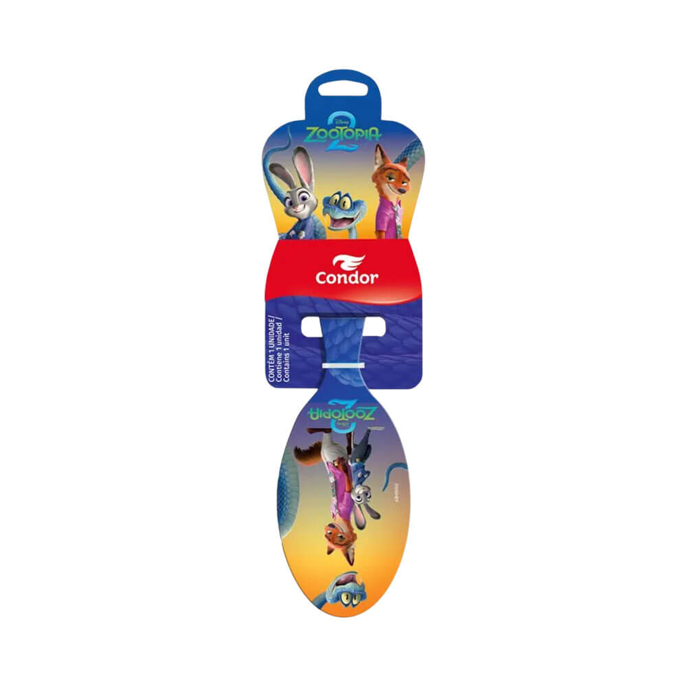 Escova Condor Oval Zootopia 2 com tema infantil azul e personagens do filme Zootopia