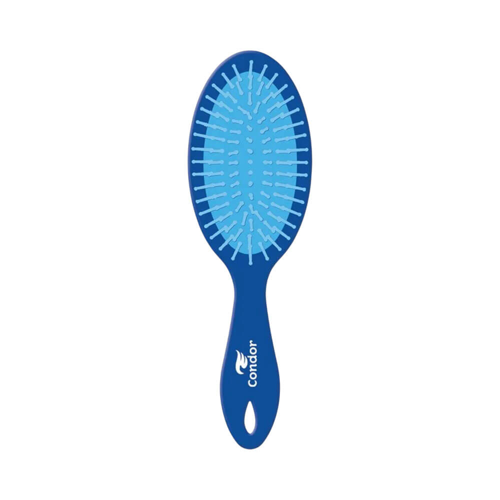 Escova Condor Oval Zootopia 2 com cabo azul em detalhe